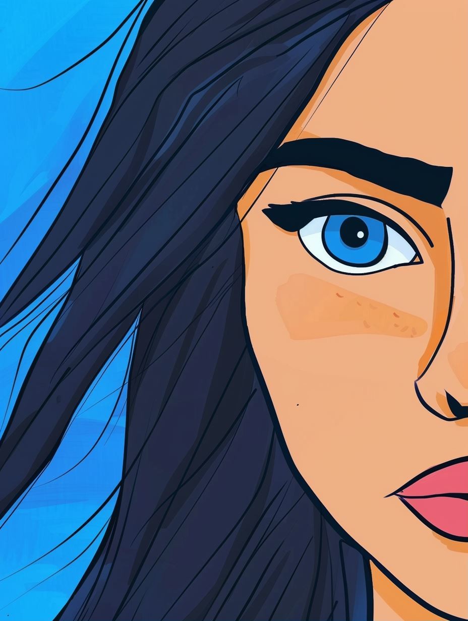 Electric Blue Modern Vector Portrait - Image 1