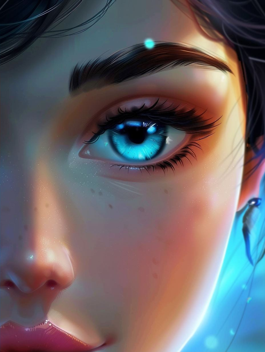 Azure Gazes: Digital Beauty Portraits - Image 2