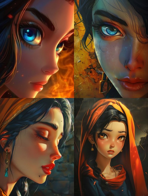 Azure Gaze in Ember Glow