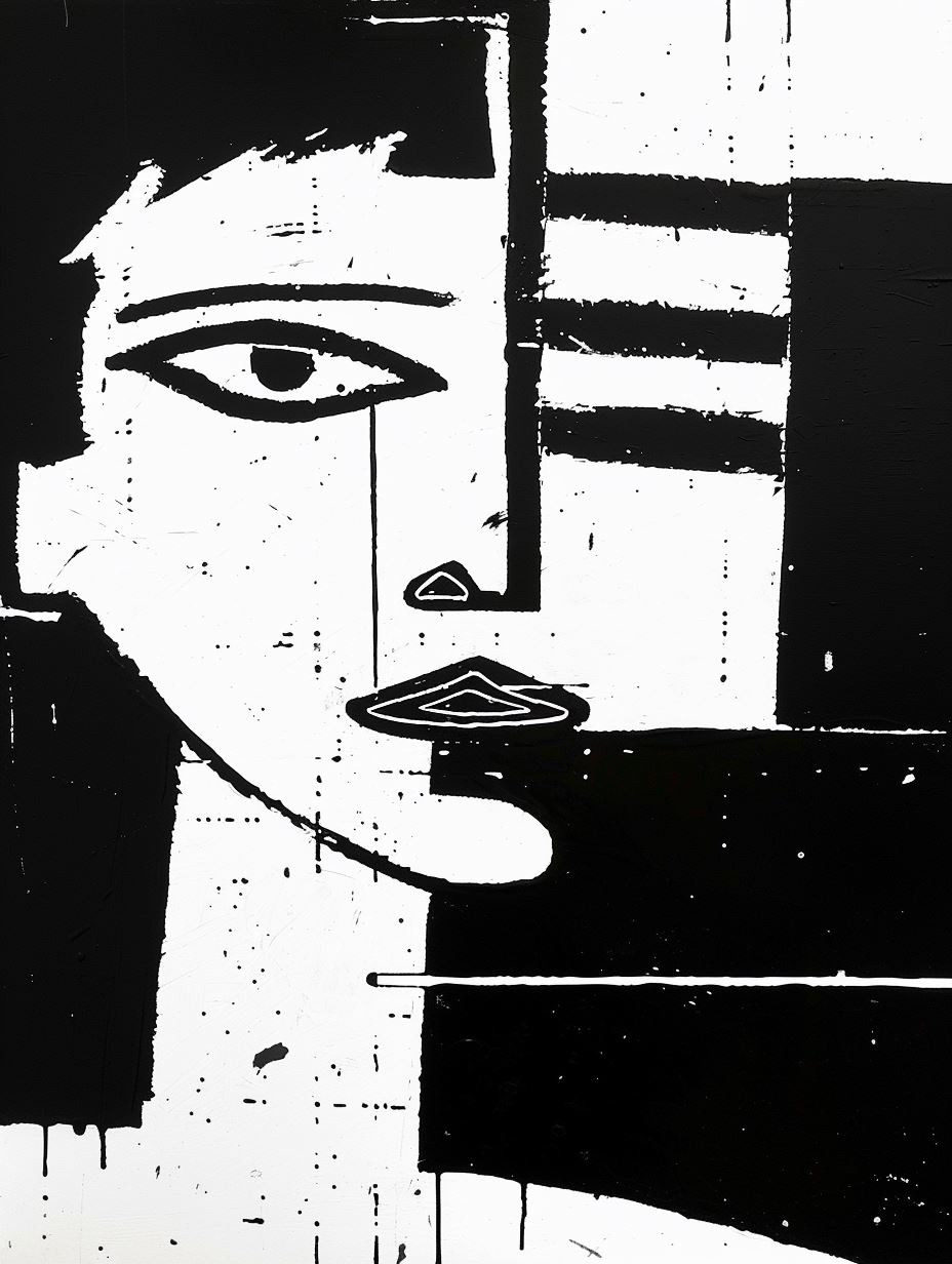 Stark Monochrome Graphic Portrait - Image 3