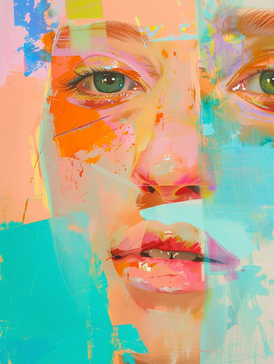 Abstract Pastel Portrait Fragments - Image 2