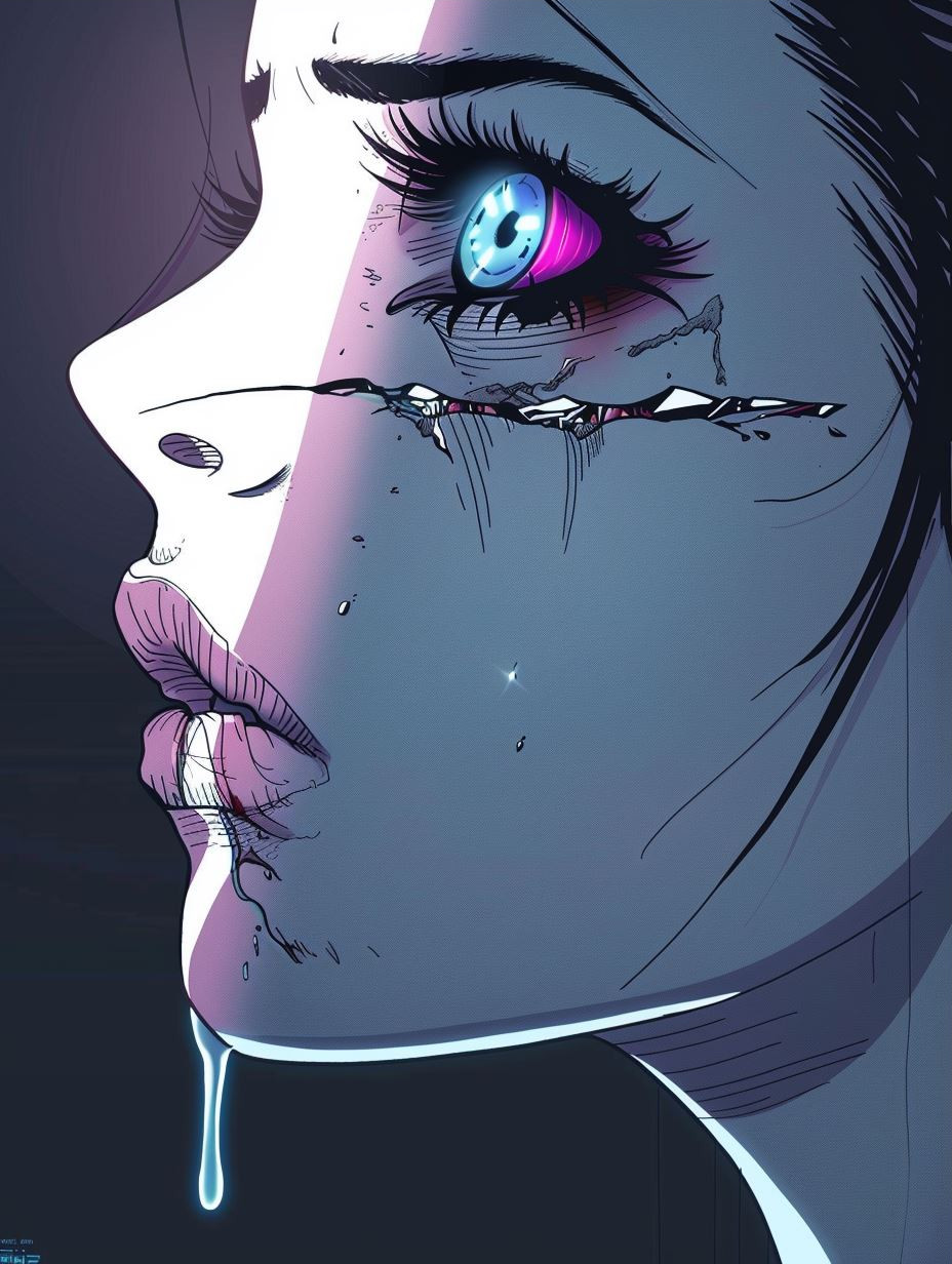Neon Cybernetic Android Portrait - Image 3