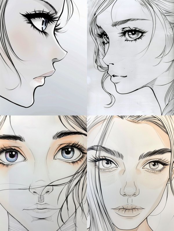 Ethereal Gazes: A Study in Line Art