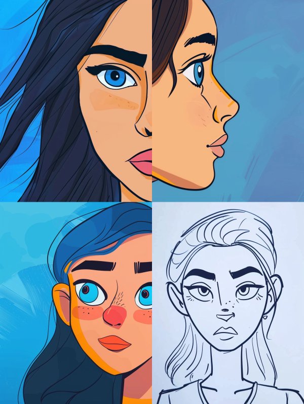 Electric Blue Modern Vector Portrait