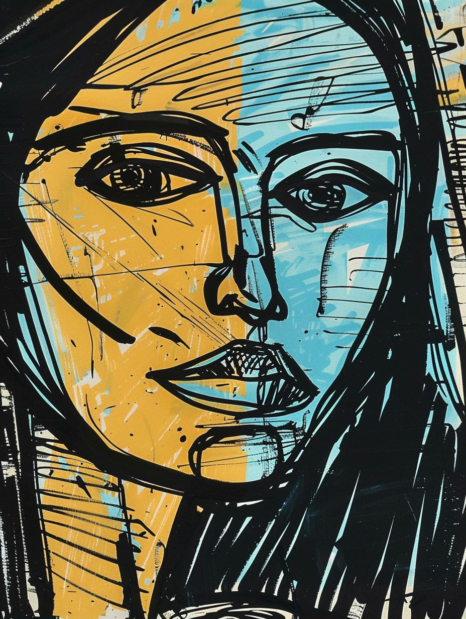 Fragmented Portraits in Bold Ink - Image 1