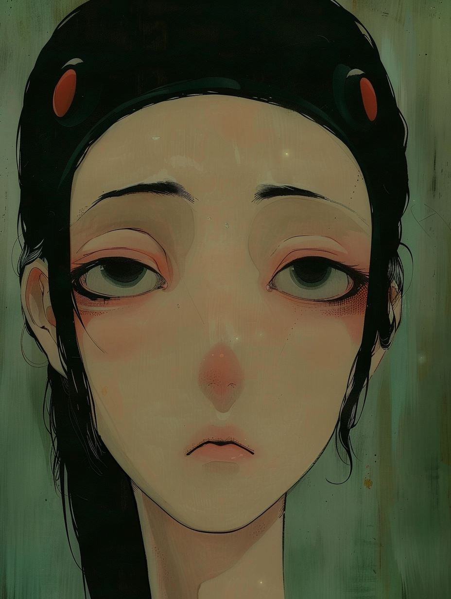 Melancholic Gaze in Muted Tones - Image 1