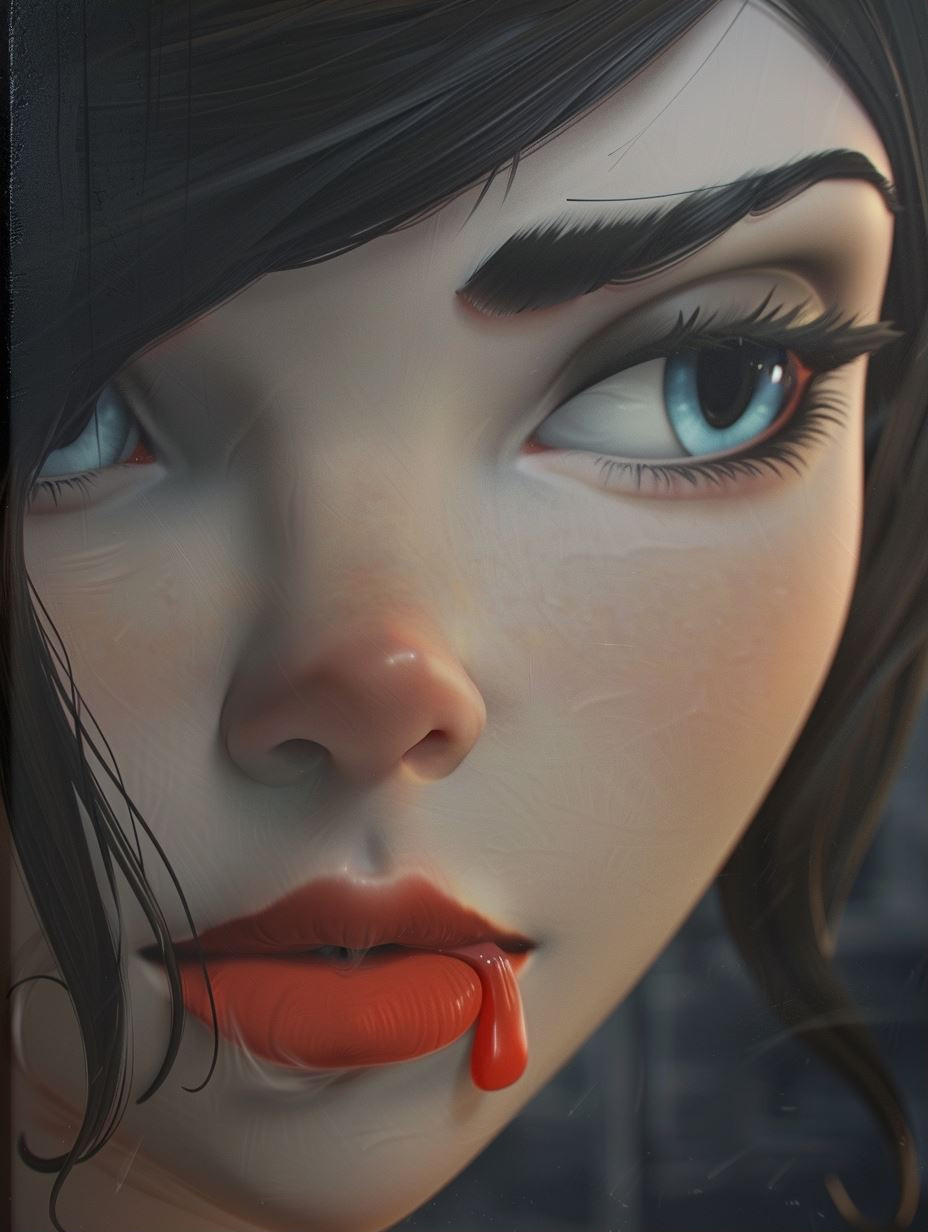 Ethereal Gaze of Crimson Desire - Image 1