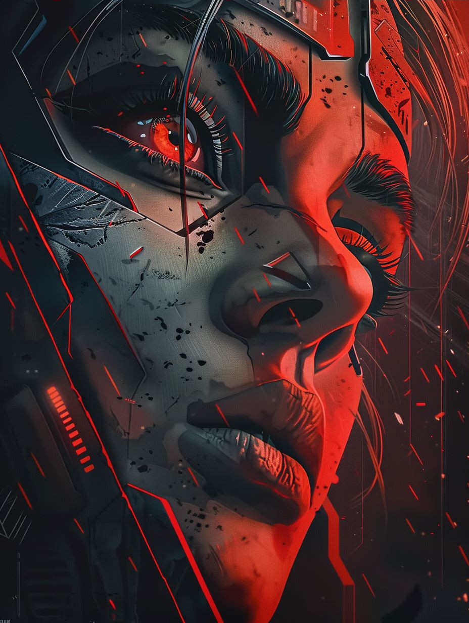 Neon Cybernetic Crimson Vision - Image 3