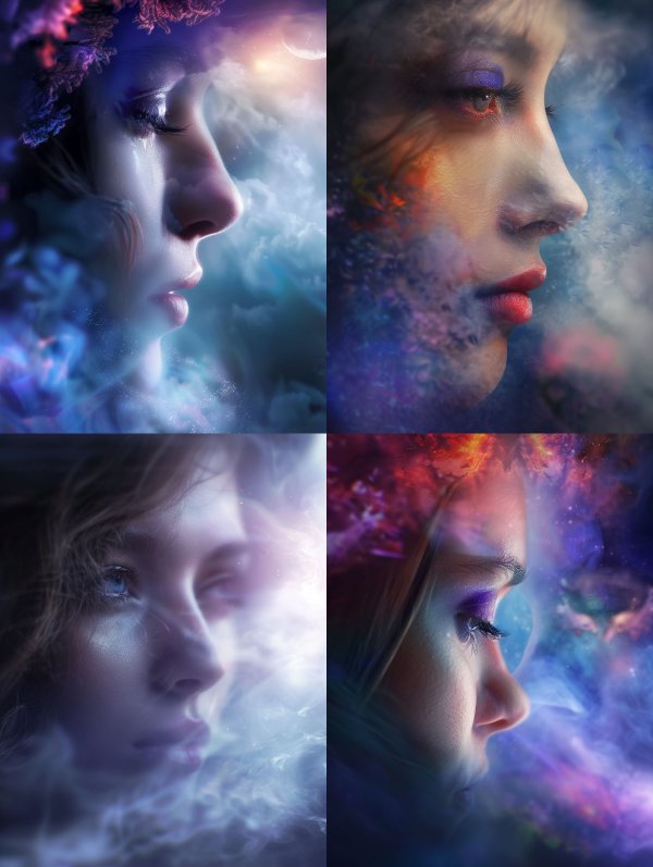 Ethereal Portraits in Cosmic Mist
