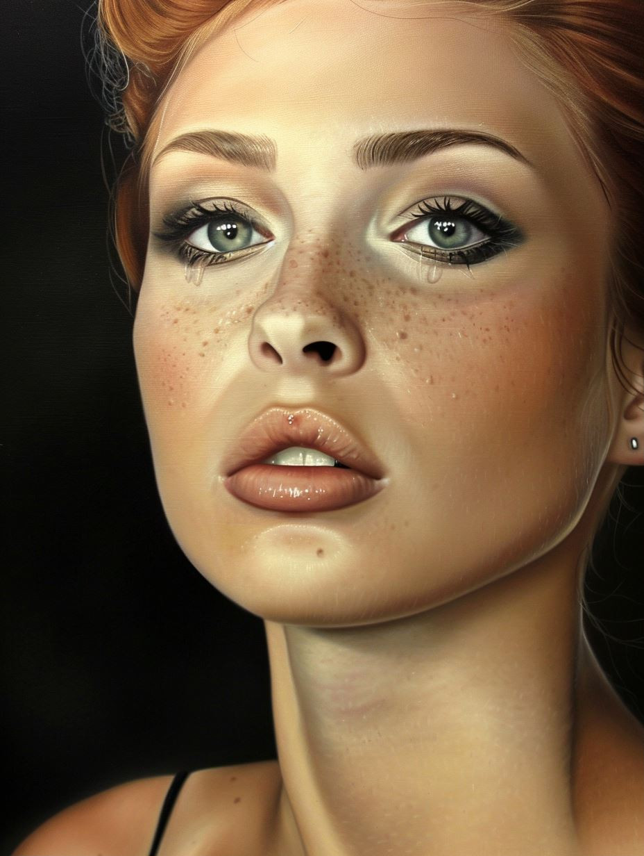 Melancholy Gaze of Crimson Hair - Image 1