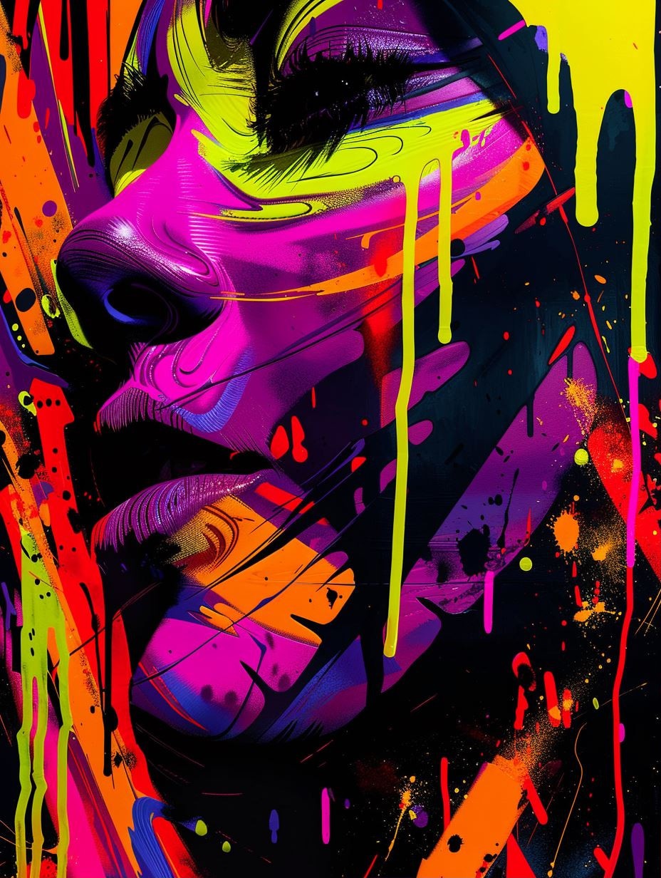 Neon Drip Cyber Portrait