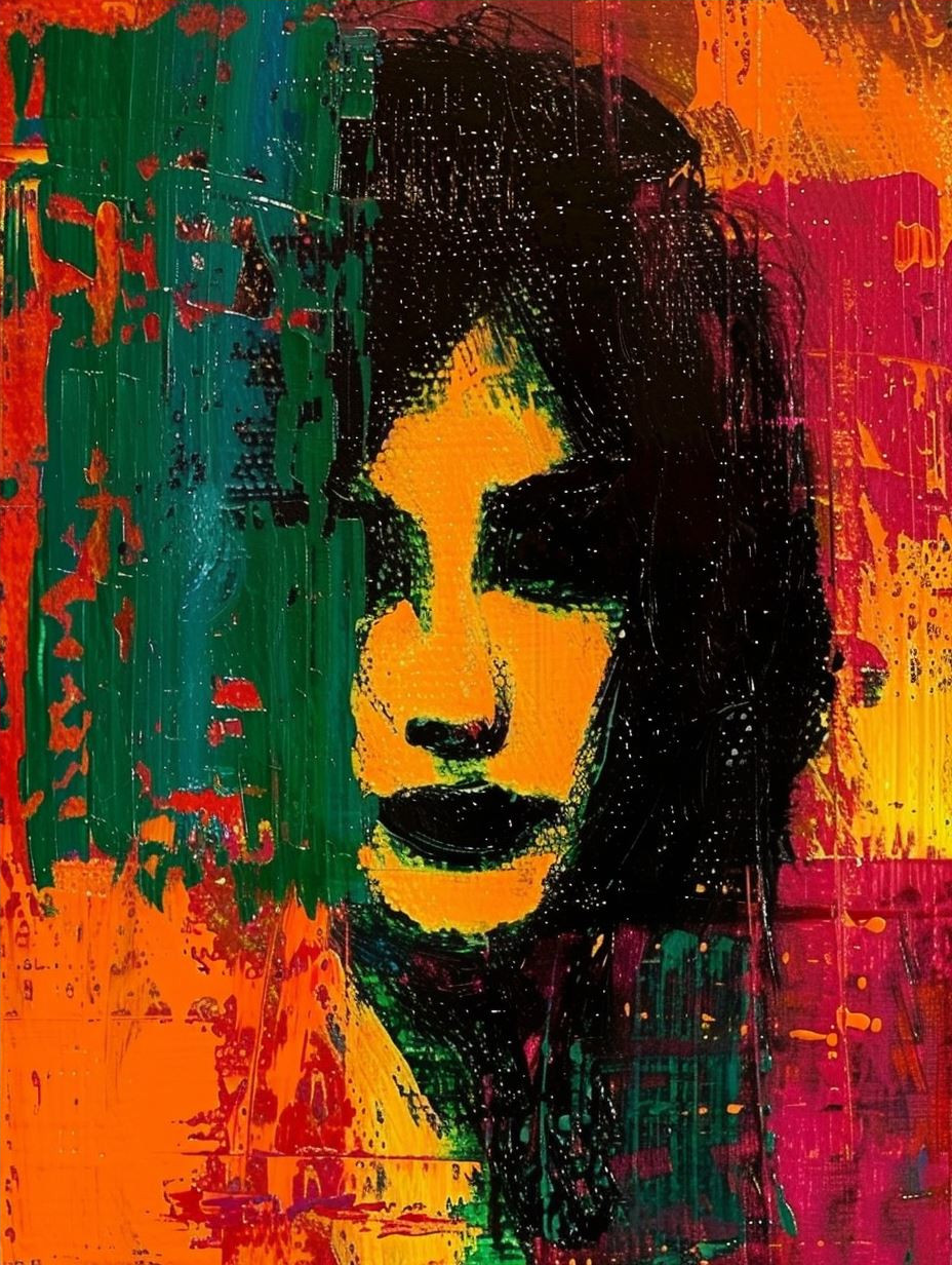 Vibrant Abstract Portrait in Crimson - Image 4