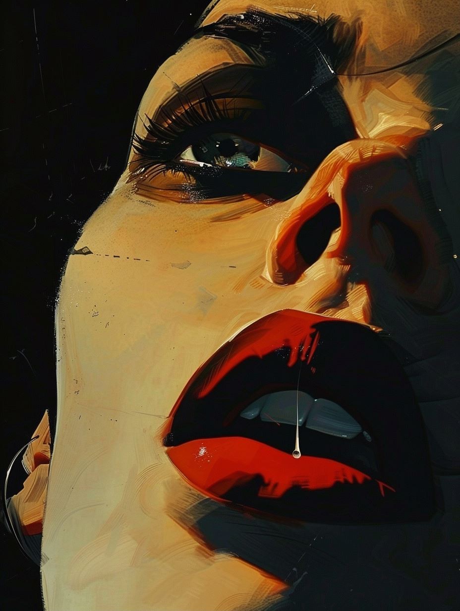 Crimson Gaze Digital Noir