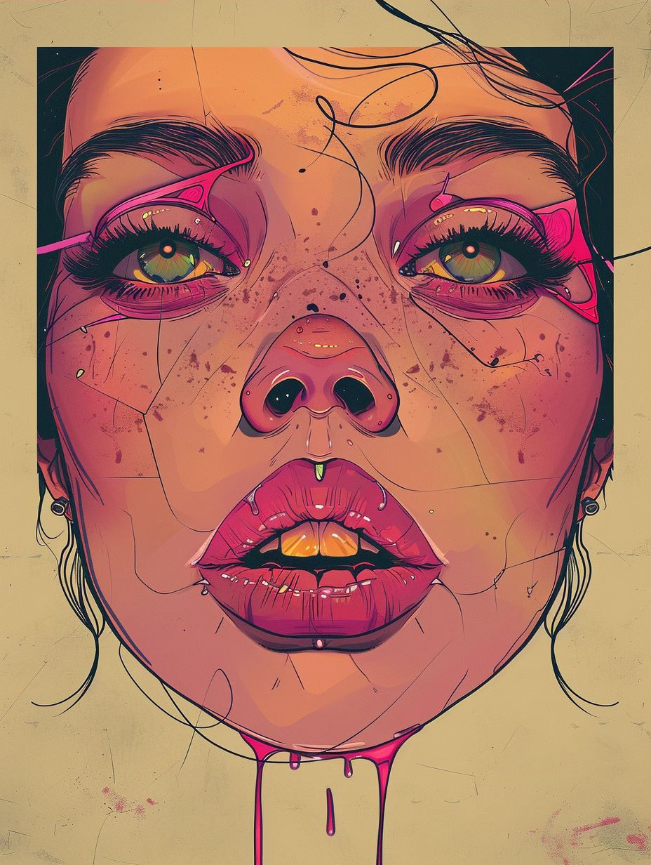 Neon Dreams: Surreal Portrait Collage - Image 3