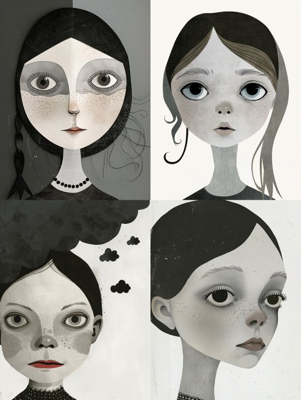 Melancholy Gazes in Monochrome