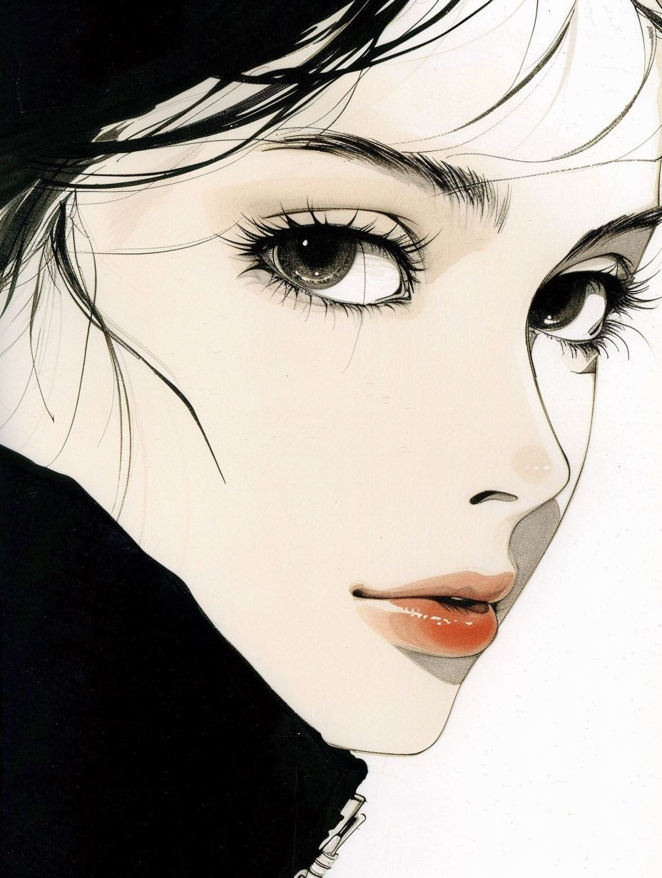 Ethereal Gazes in Ink and Wash - Image 1