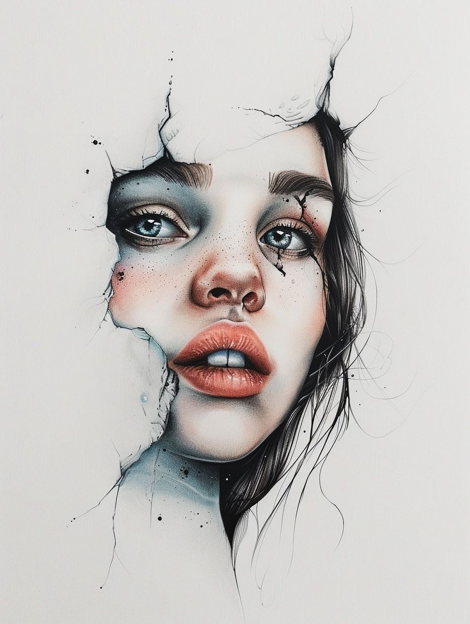 Ethereal Gaze in Watercolor Ink - Image 4
