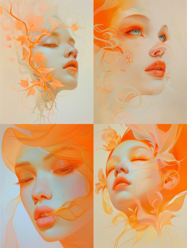 Ethereal Amber Floral Portraits