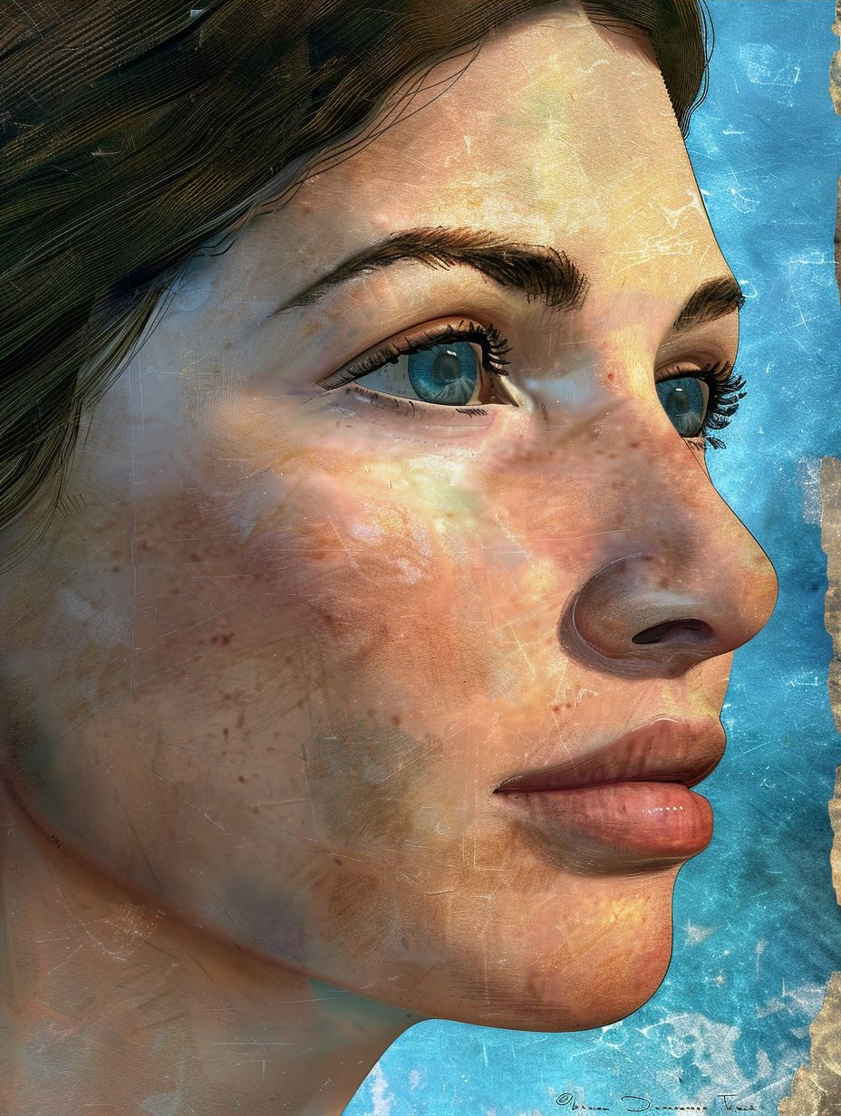 Ethereal Gaze Through Textured Glass - Image 4