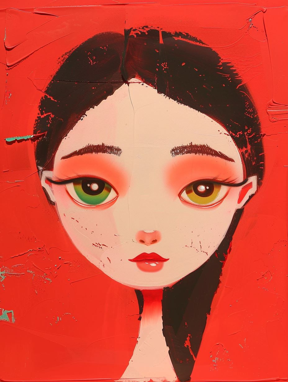 Crimson Dreams of Ethereal Faces - Image 1