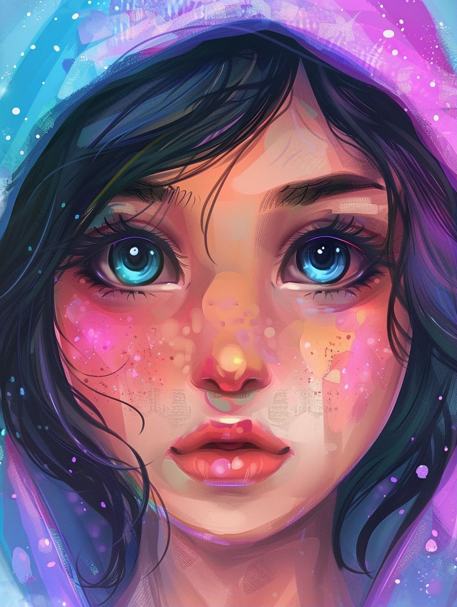 Neon Dreams: A Digital Portrait Study - Image 1