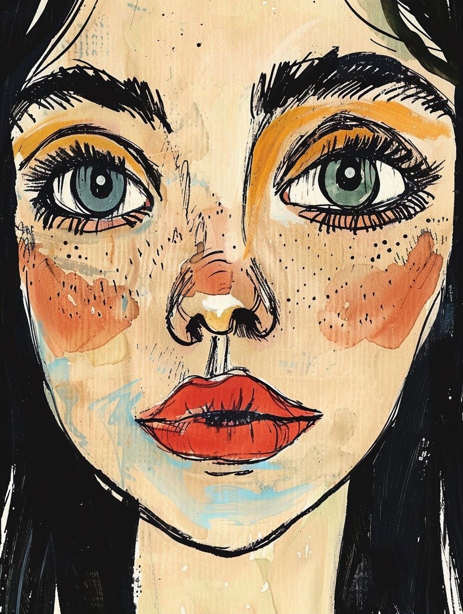 Whimsical Ink Portrait of Innocence - Image 2