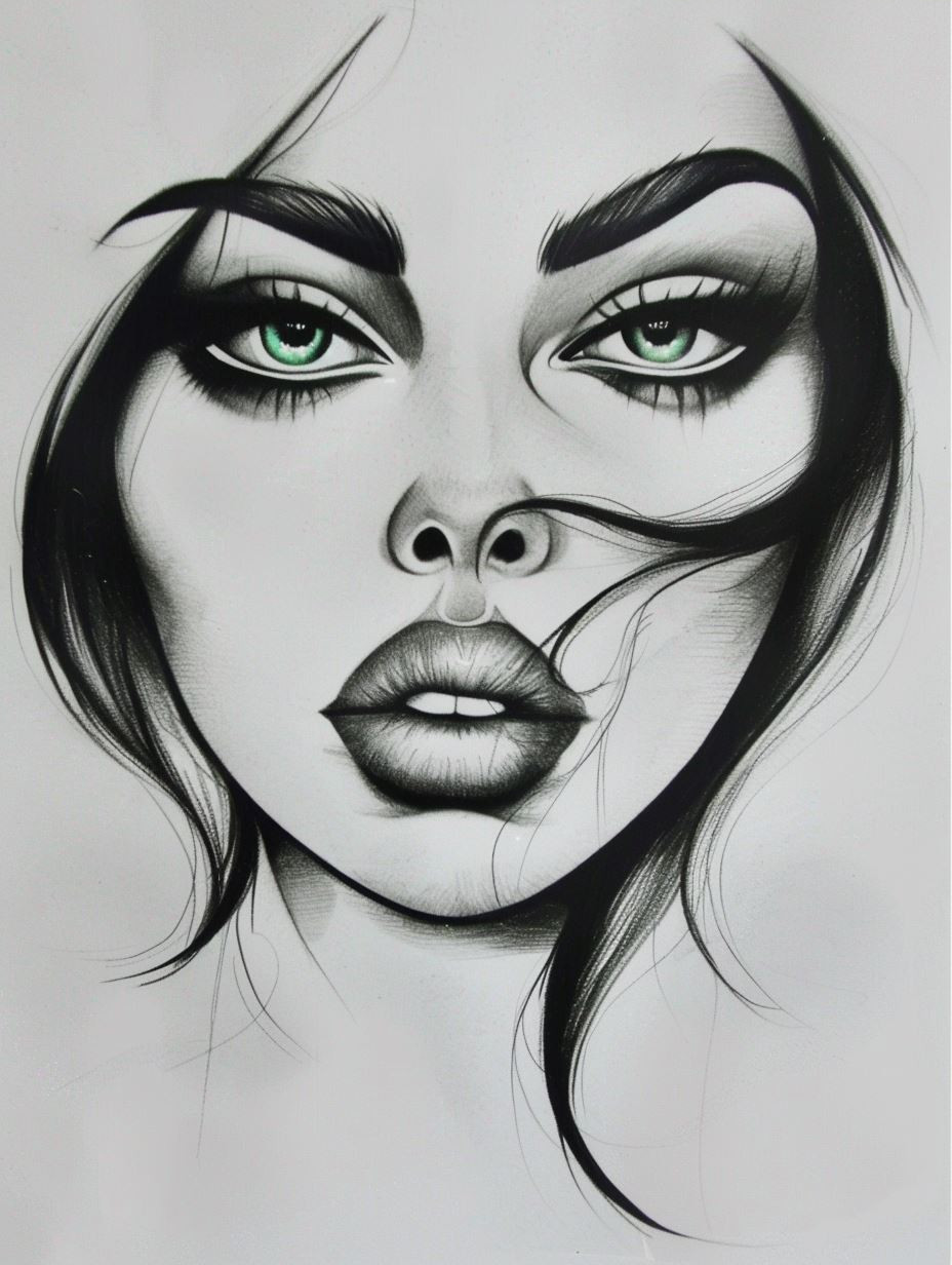 Ethereal Gaze: Charcoal Portrait Studies - Image 4