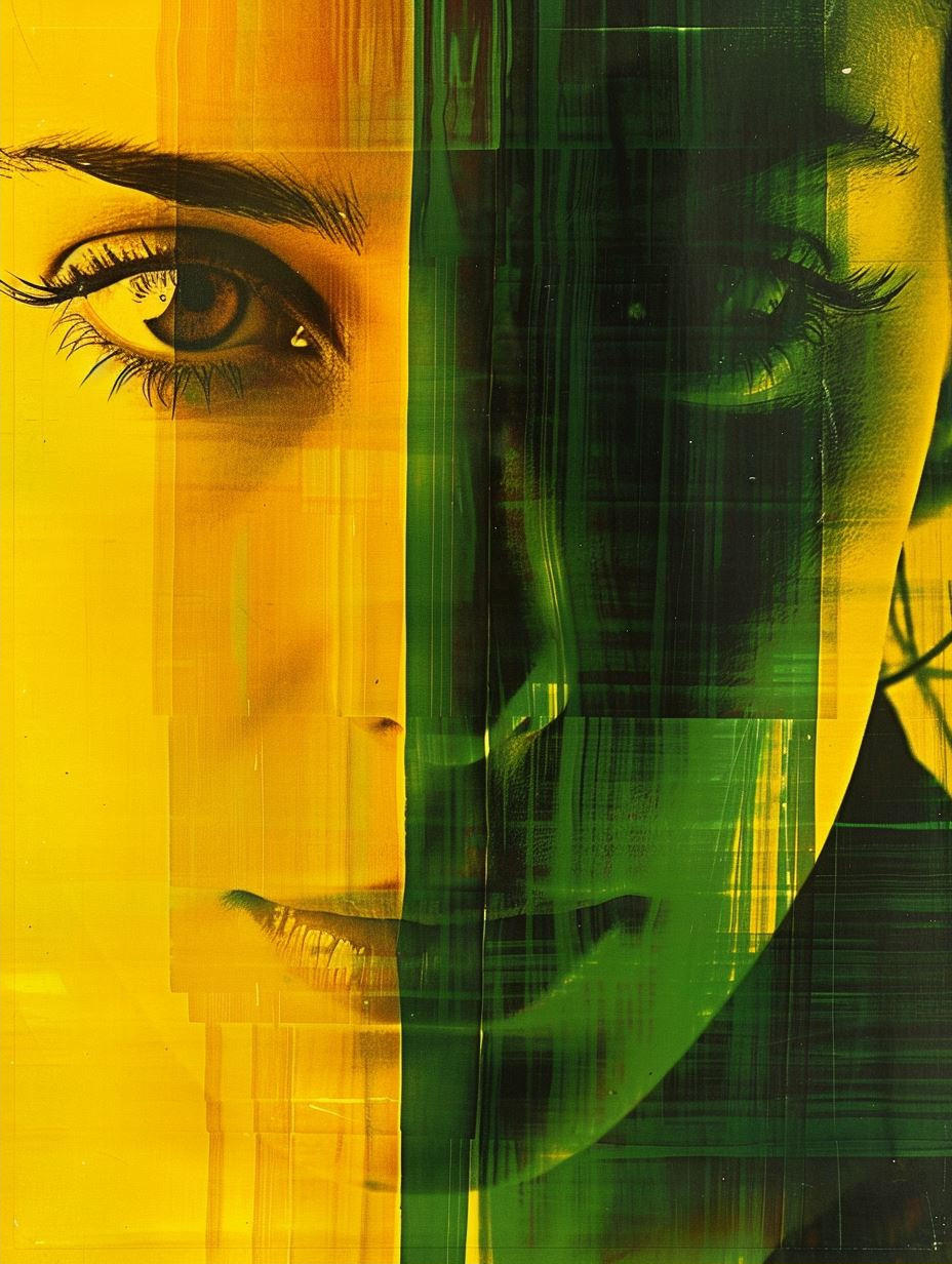 Fragmented Gaze in Neon Gold - Image 2