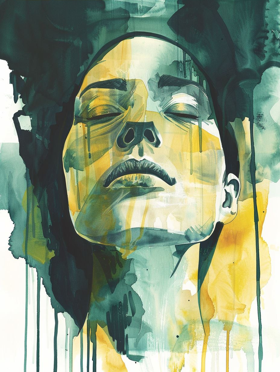 Ethereal Teal and Gold Portrait - Image 3