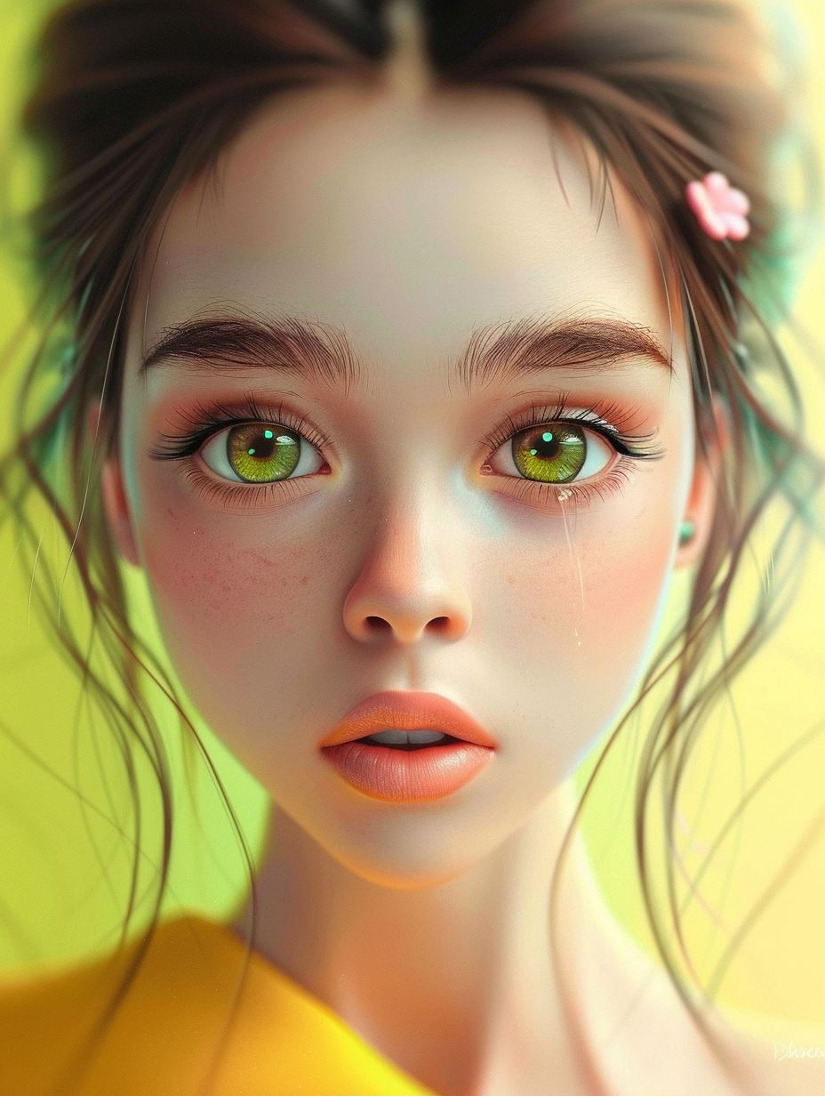 Ethereal Gazes: A Study in Digital Beauty - Image 1