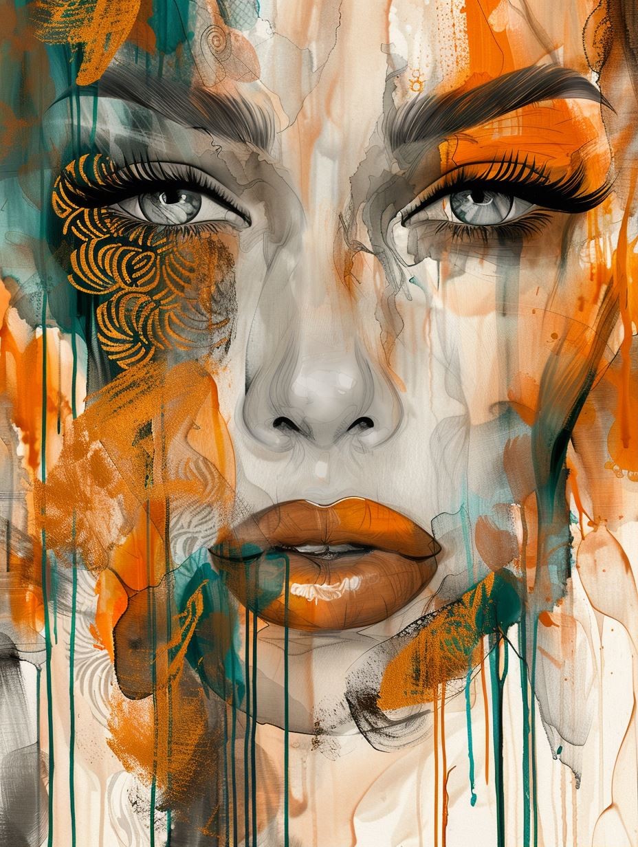 Abstract Ethereal Portrait in Orange - Image 1