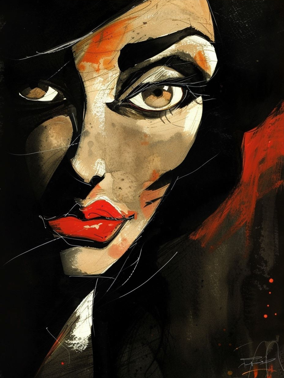 Noir Elegance in Ink Wash - Image 3