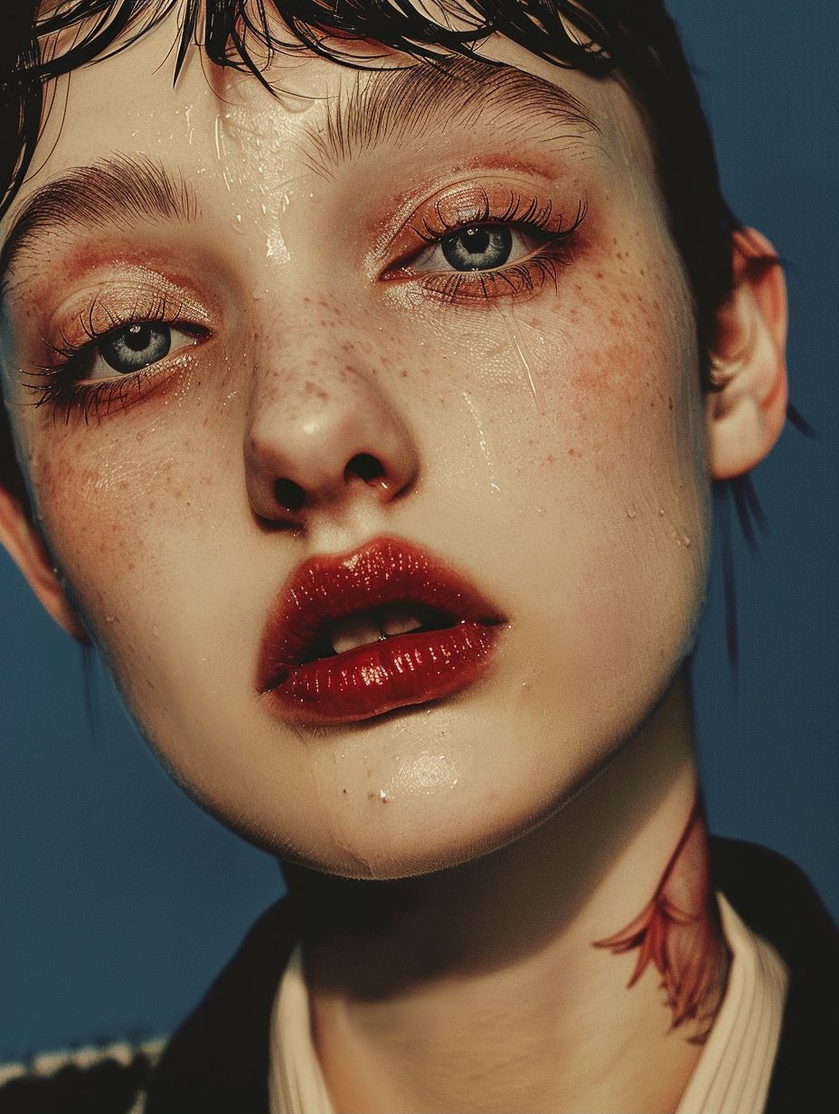 Crimson Lips and Ethereal Glow - Image 2