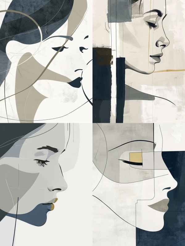 Minimalist Geometric Female Portraits