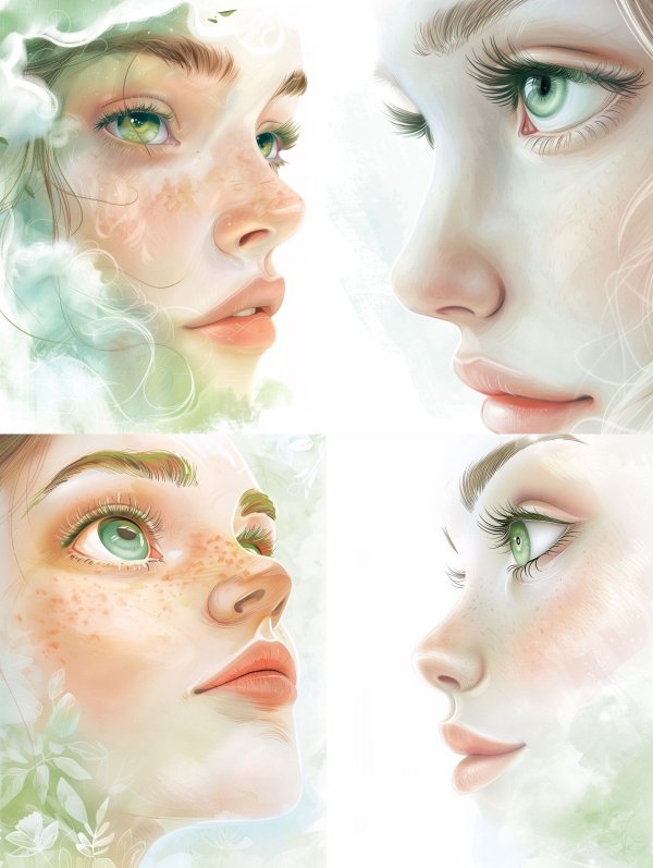 Ethereal Visions of Green-Eyed Beauty