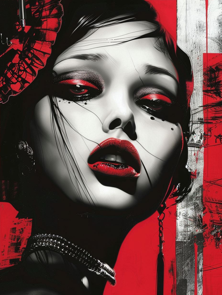 Dark Gothic Crimson Noir Portraits - Image 4