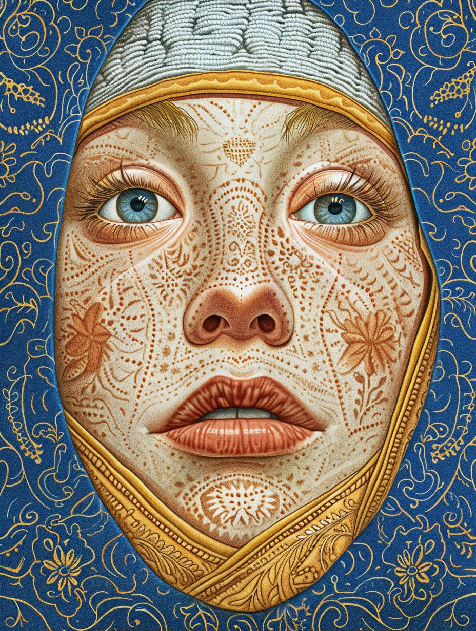 Ornate Gilded Henna Portrait