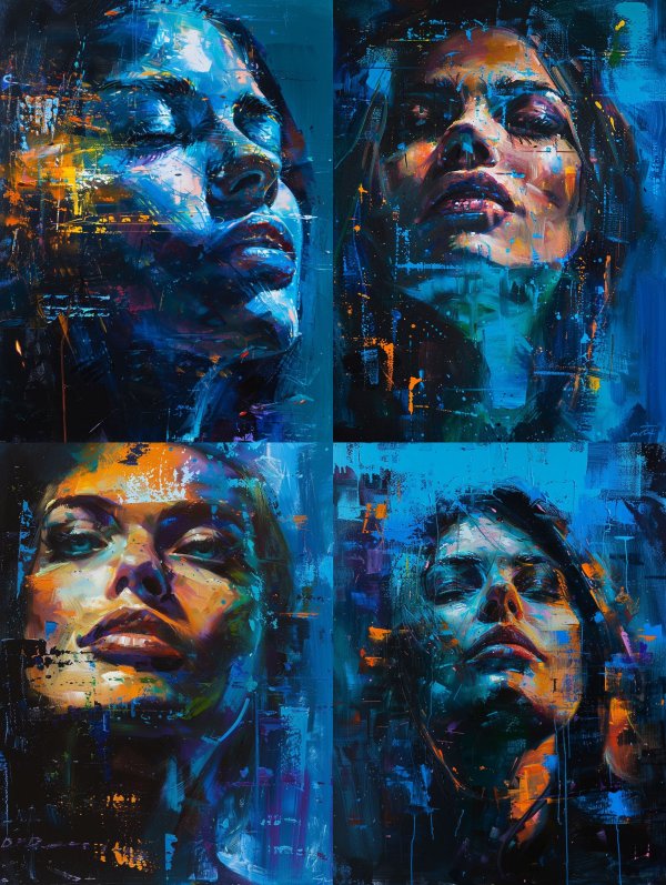 Electric Blue Abstract Portrait