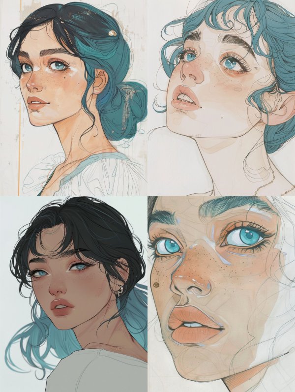 Ethereal Azure Portrait Studies