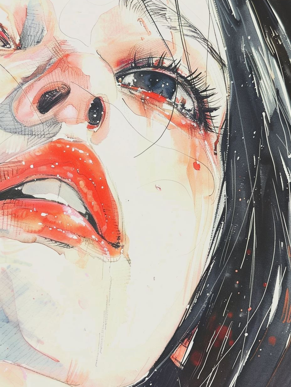 Melancholic Watercolor Portrait Studies - Image 3
