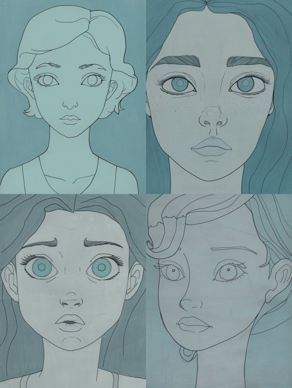 Ethereal Blue Character Concept Sketches