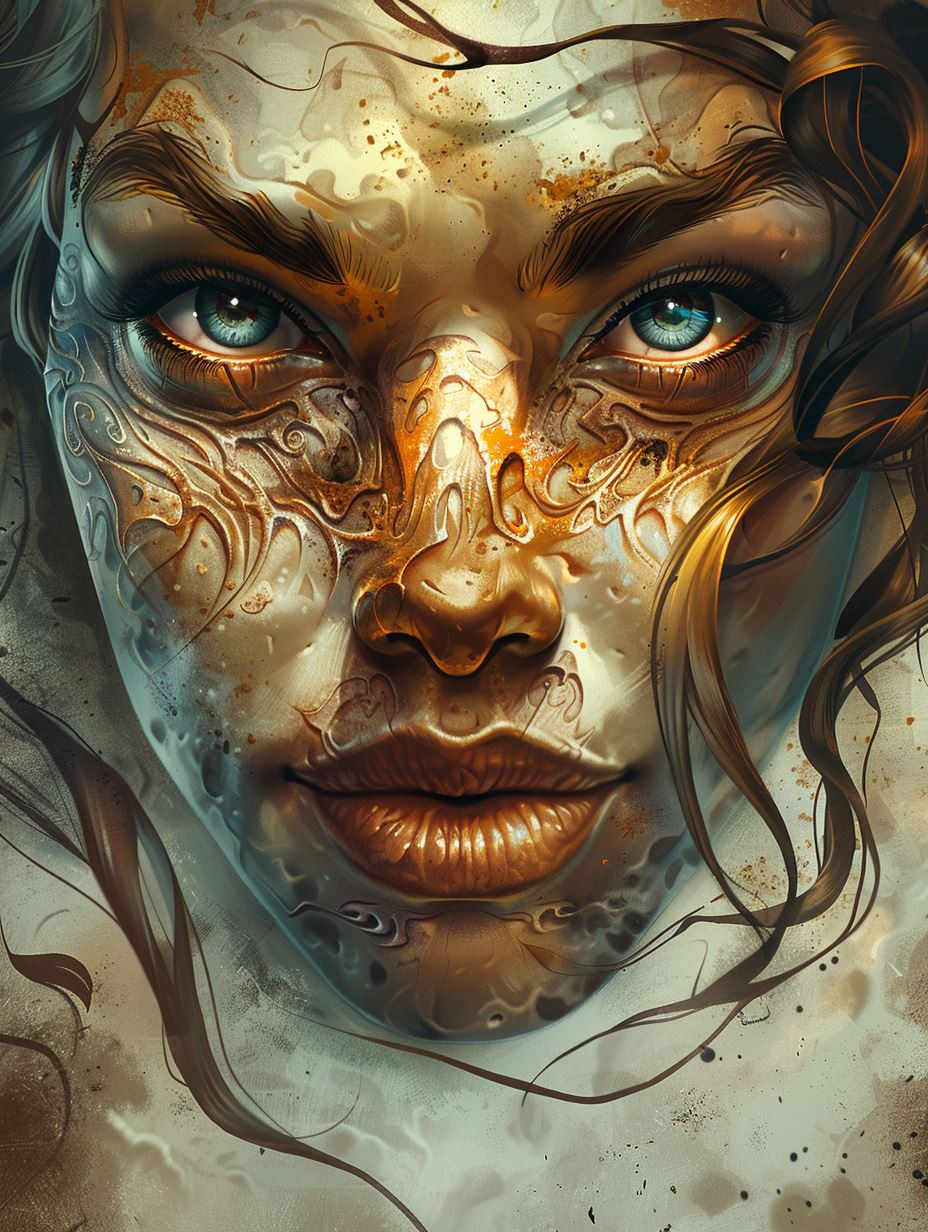 Ethereal Faces of Liquid Gold - Image 1