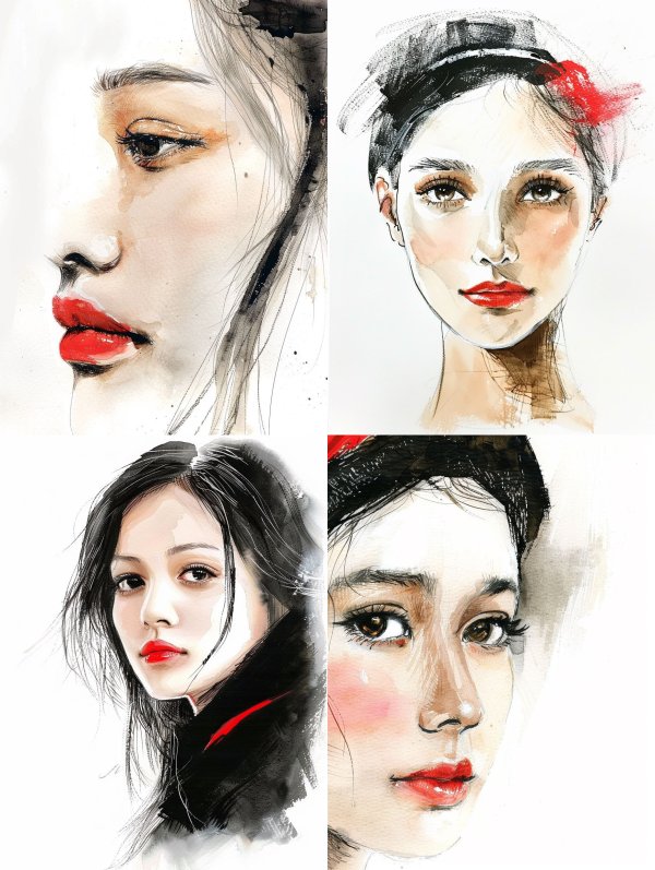 Ethereal Watercolor Female Portraits