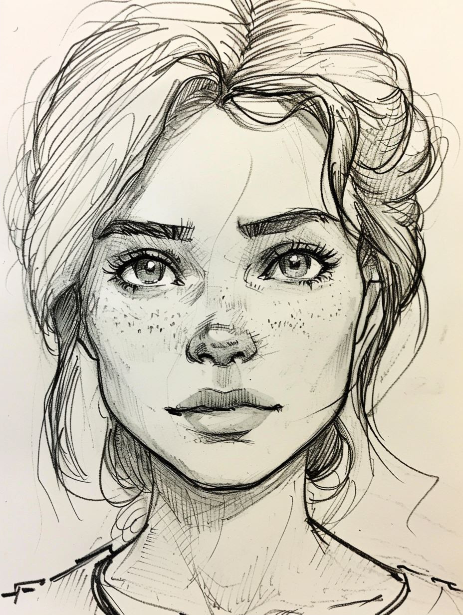 Bold Ink Portrait Sketch - Image 2