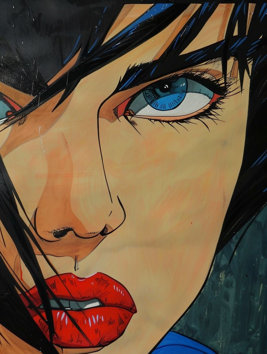 Neon Noir Anime Portrait - Image 1