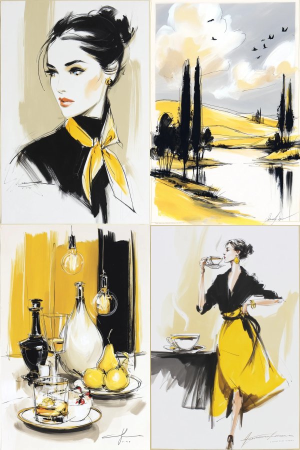 Golden Elegance Sketch