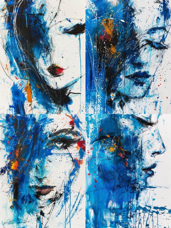 Azure Echoes of Feminine Grace