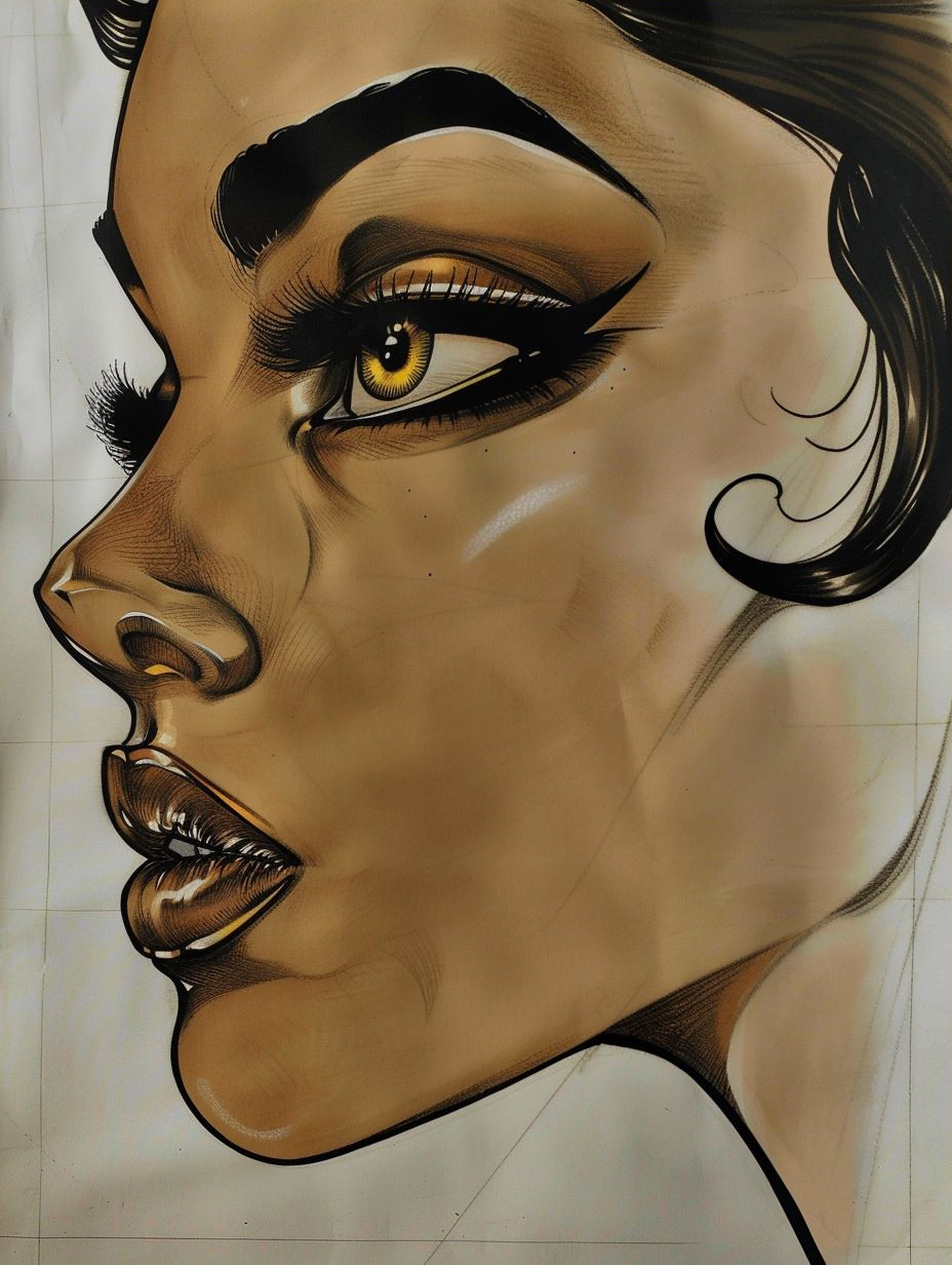 Golden Gaze Noir Portrait - Image 3