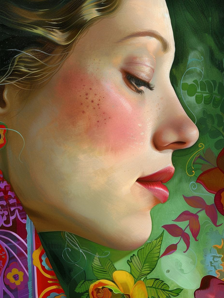 Floral Whispers: A Surrealist Portrait Quad - Image 1