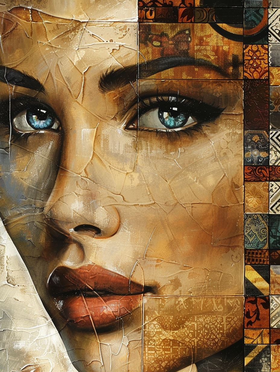 Fragmented Golden Portrait Study - Image 1
